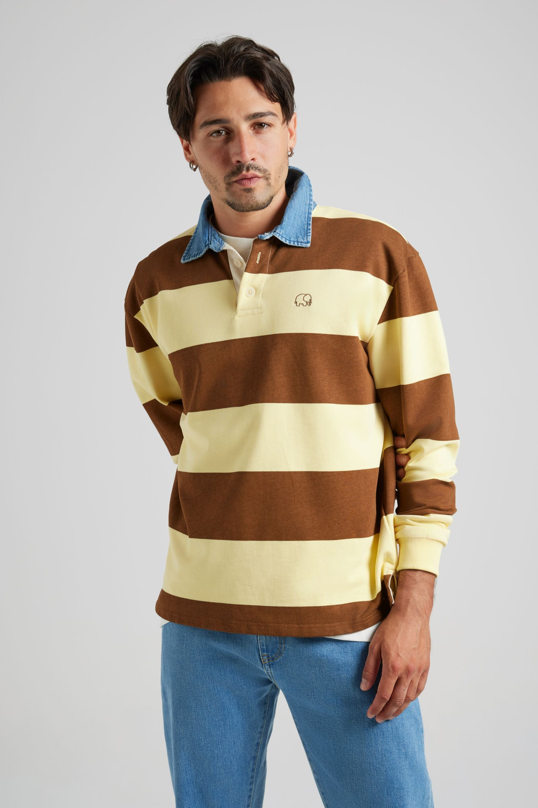 Trendsplant mannen vegan Trui Yard Rugby Polo Cappucino/ Banaan