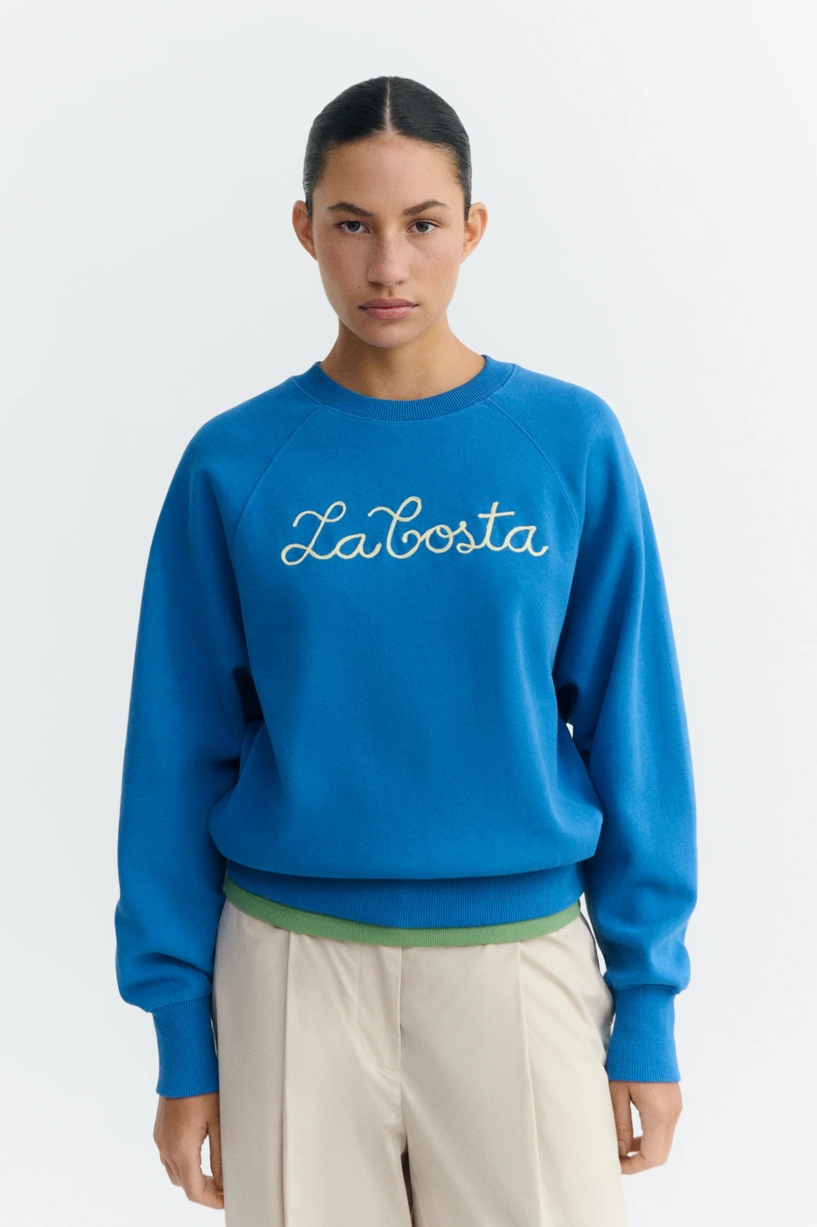 Thinking MU  Sweatshirt Bonnie Coast, Handgeborduurd, Blauw