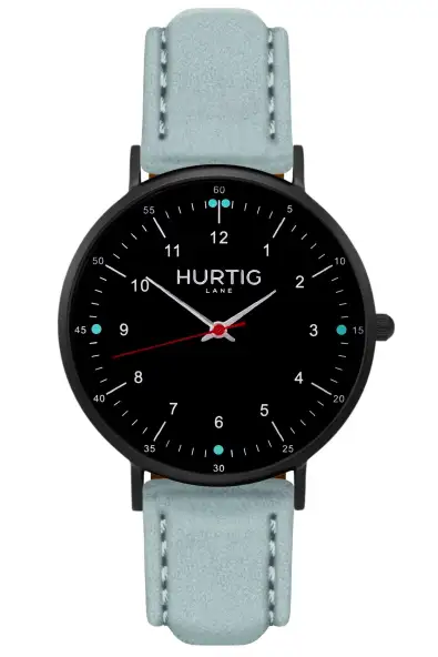Hurtig Lane mannen vegan Horloge Moderno Zwart & Lichtblauw