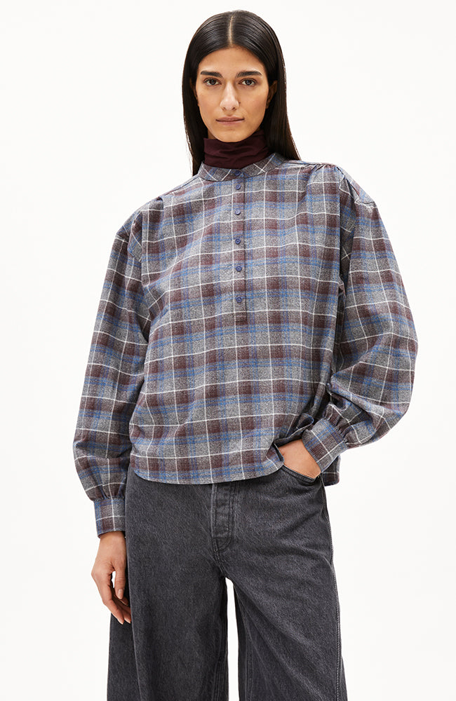 Efinaraa check blouse cranberry