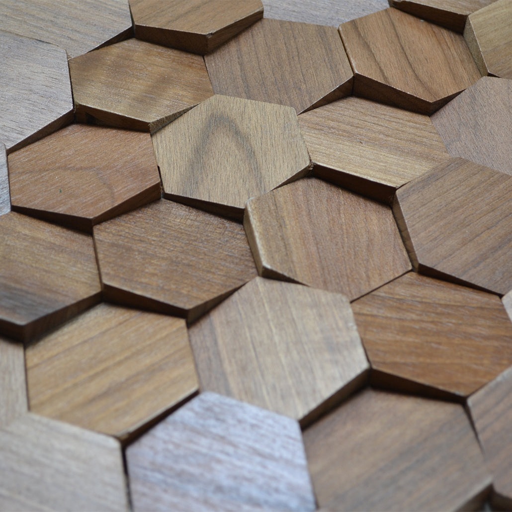 3D Houten Wandpaneel | Walnoot Velvet | 31×30 cm | Wanddecoratie