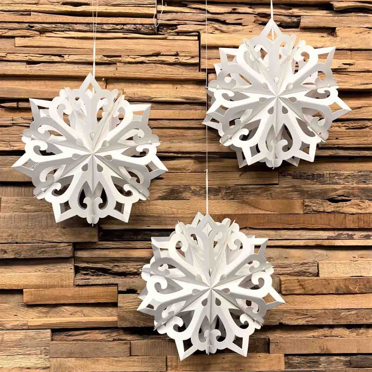 Kerstster wit papier Ø25 cm Kamala Small - set van 3