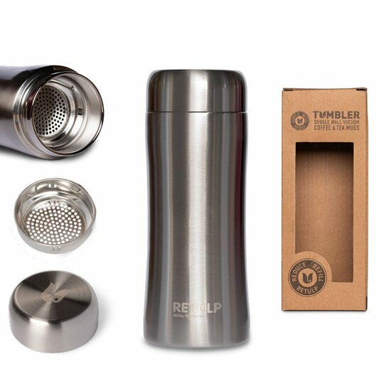 ReTulp Tumbler RVS, Dubbelwandige drinkfles - drinkbeker 300ml