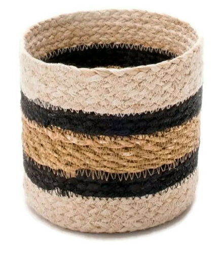Fairtrade mand 16cm van Hogla Zeegras en jute - Hoog rond mandje small