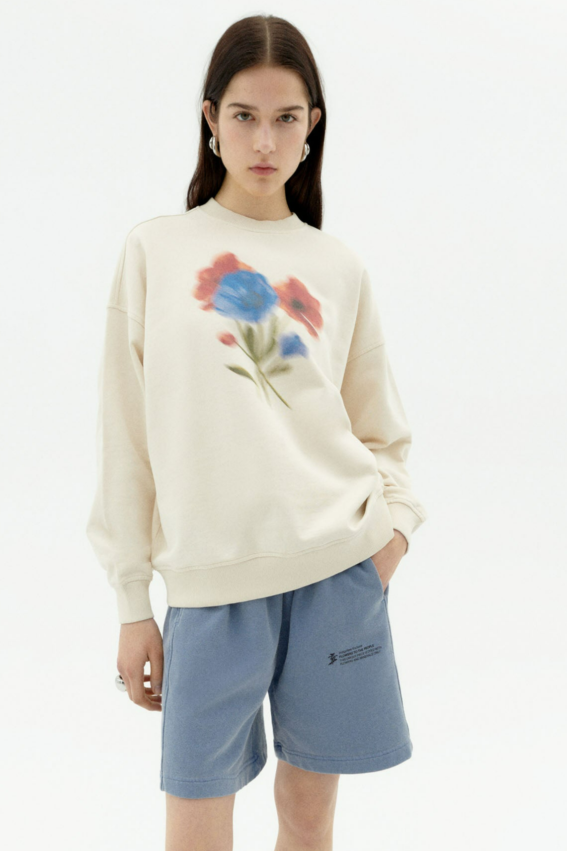 Thinking MU  Sweatshirt Jimena Blurry Flower Wit