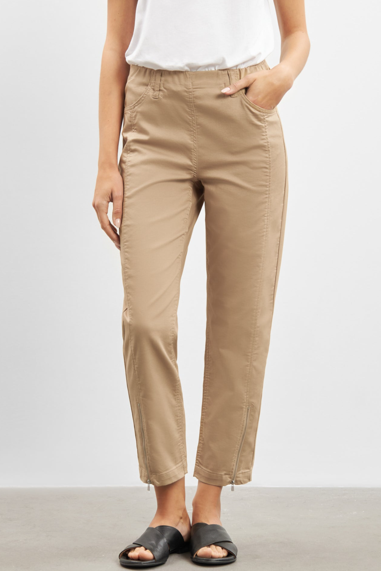 LAURIE  Broek Regular Crop Piper Caffe Latte