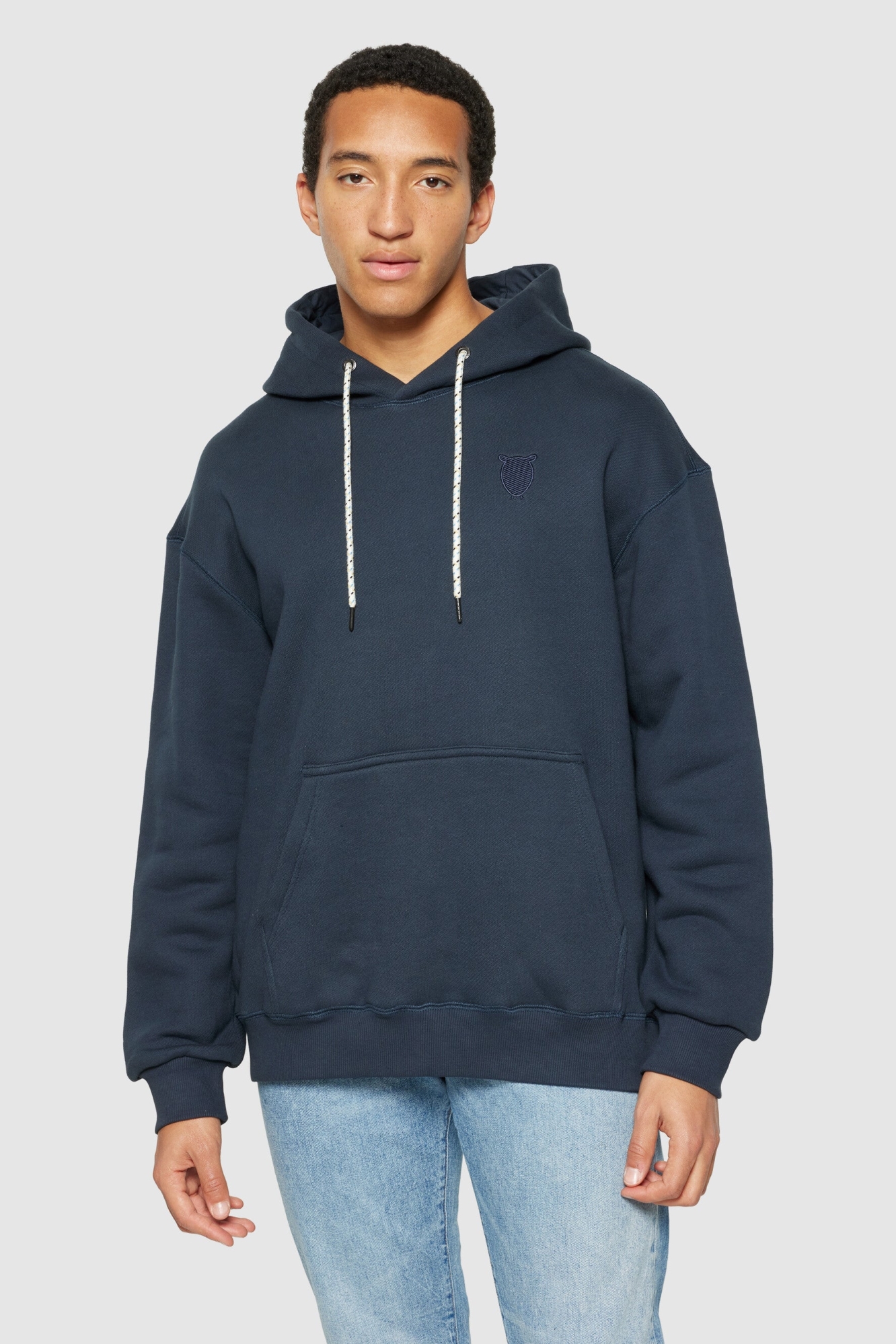 KnowledgeCotton Apparel mannen vegan Hoodie Loose Kangaroo Pocket Total Eclipse