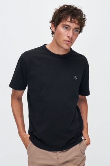 Kuyichi mannen vegan T-Shirt Liam Handtekening Zwart