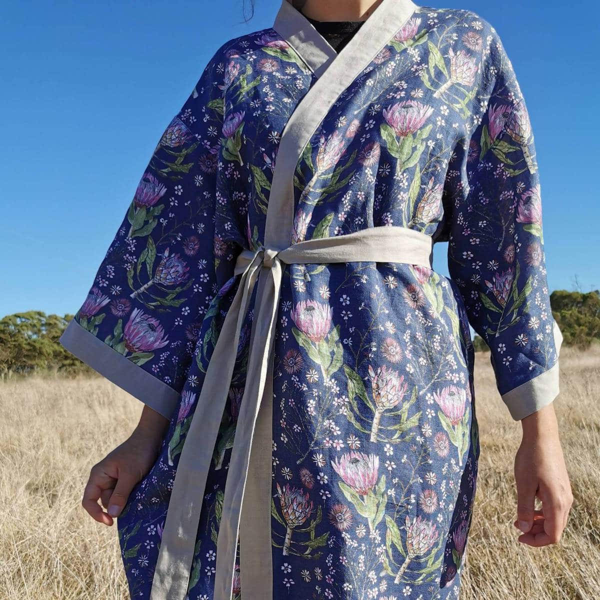 Japanese Kimono In Pure Linen