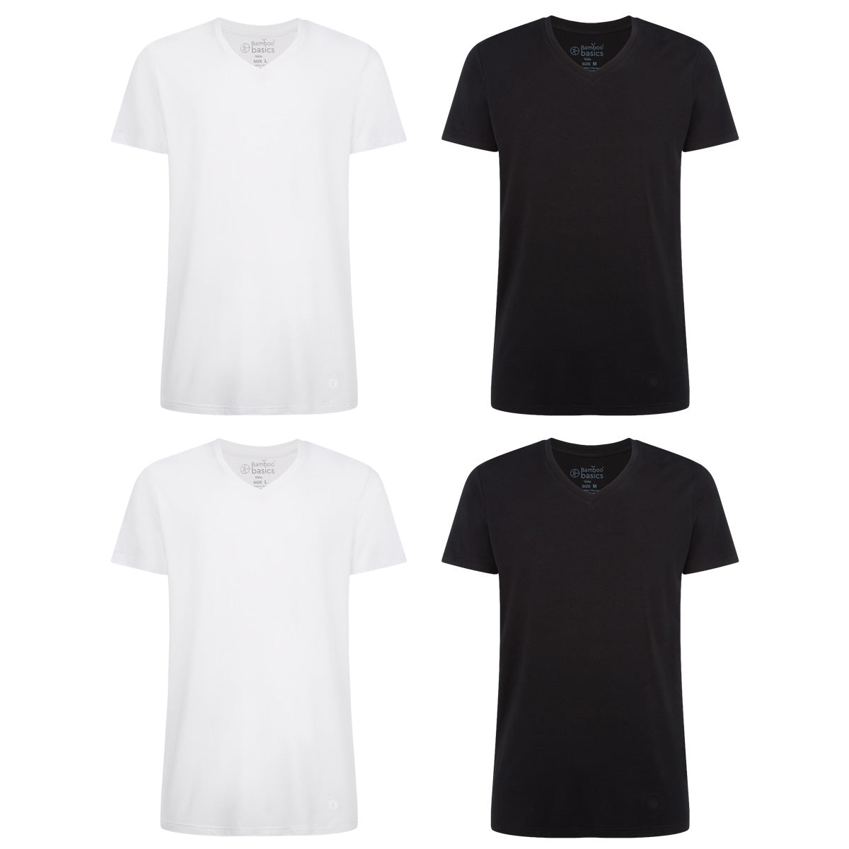 Voordeelbundel: T-Shirts Velo V-hals (4-pack) - Wit en Zwart