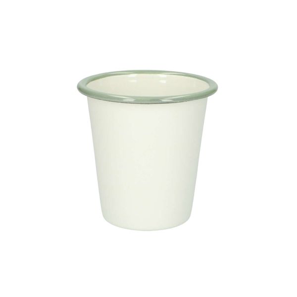 Beker, emaille, groengrijs/wit, Ø 9 cm
