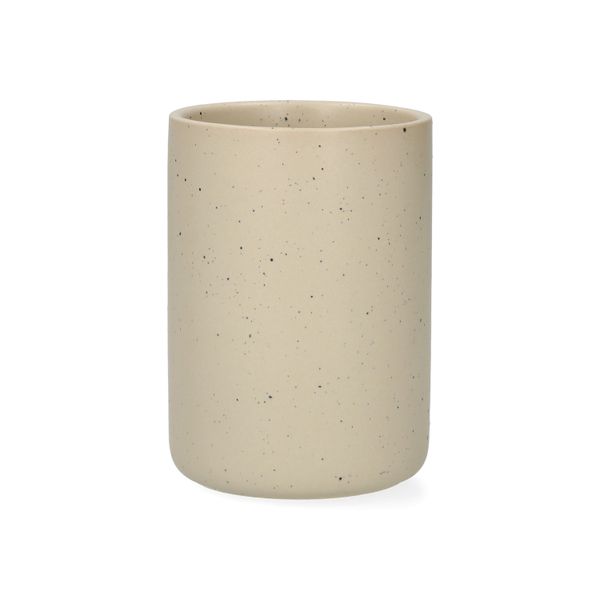 Tandenborstelbeker, beige spikkel, keramiek