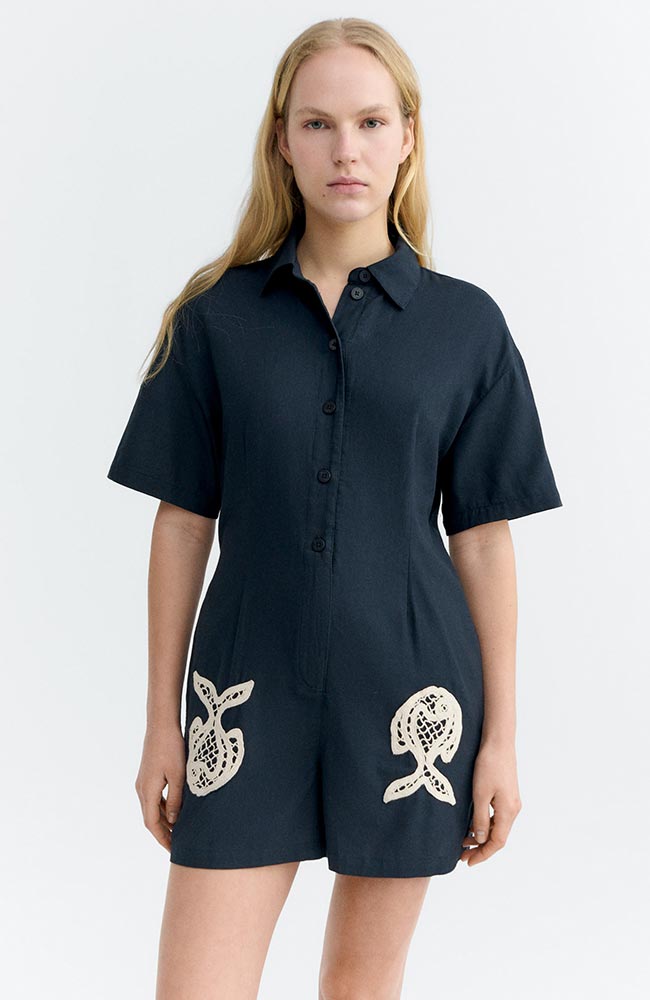 Thinking MU  Jumpsuit Roberta Fish Marineblauw