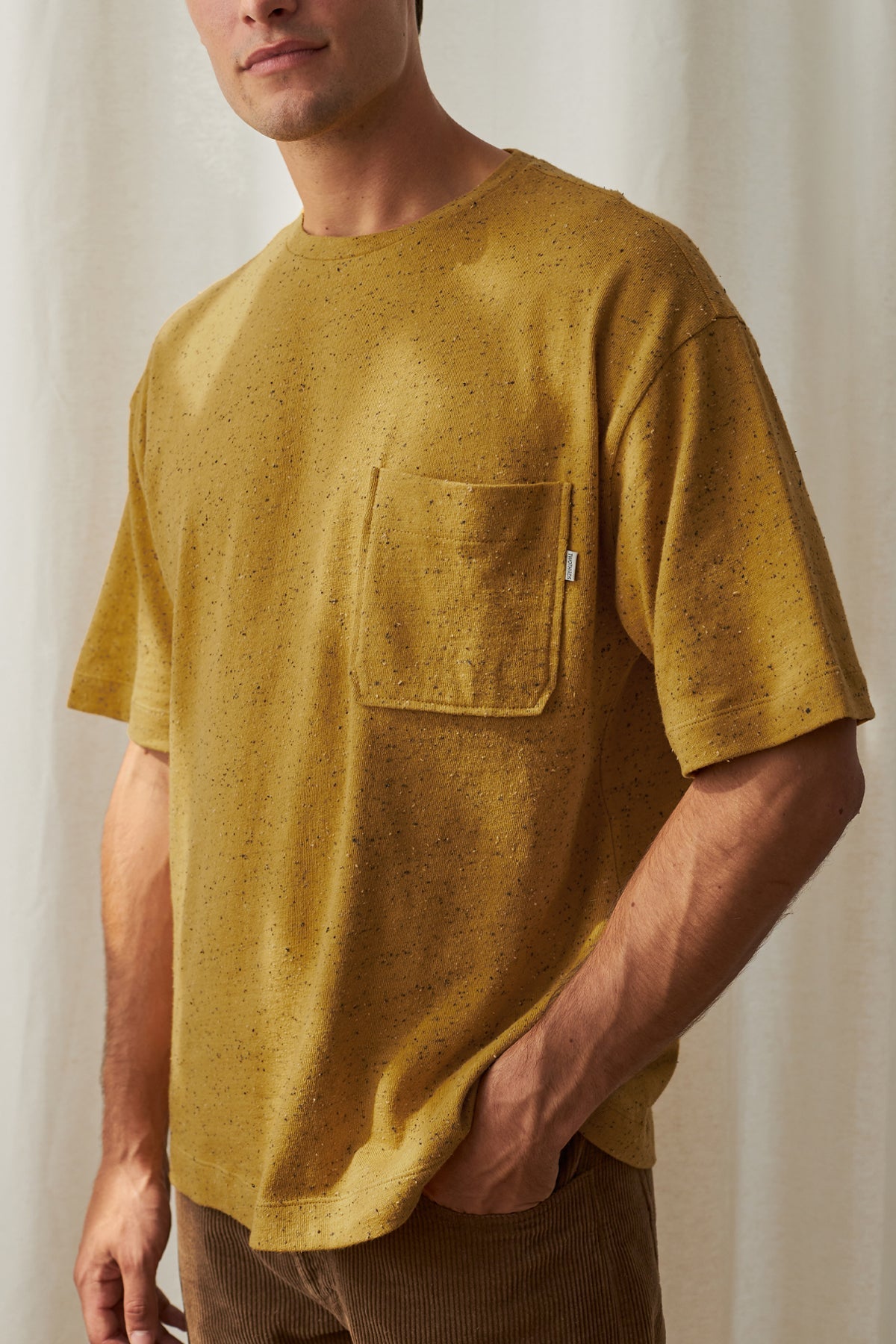 TWOTHIRDS mannen vegan T-Shirt Greystones Mosterd/Kleur Neps