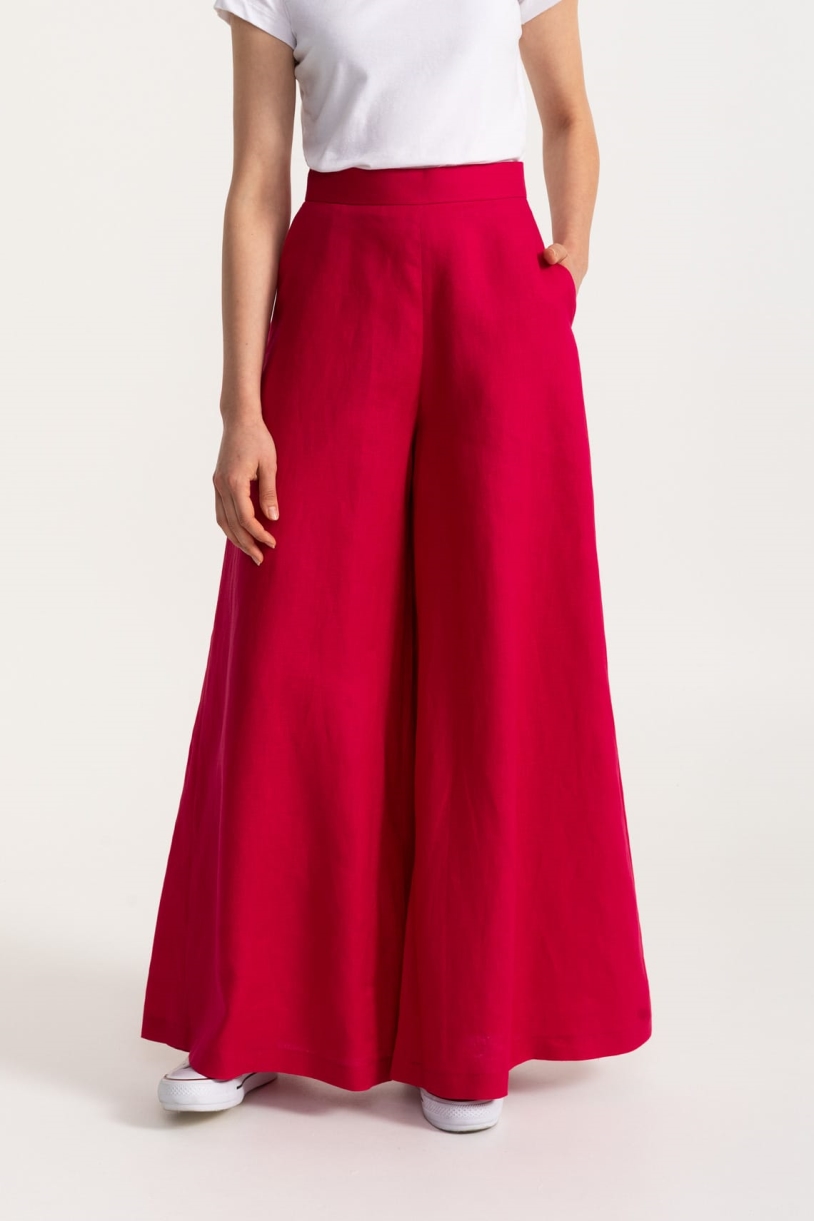 De IONESCU  Broek Palazzo Linnen Fuchsia