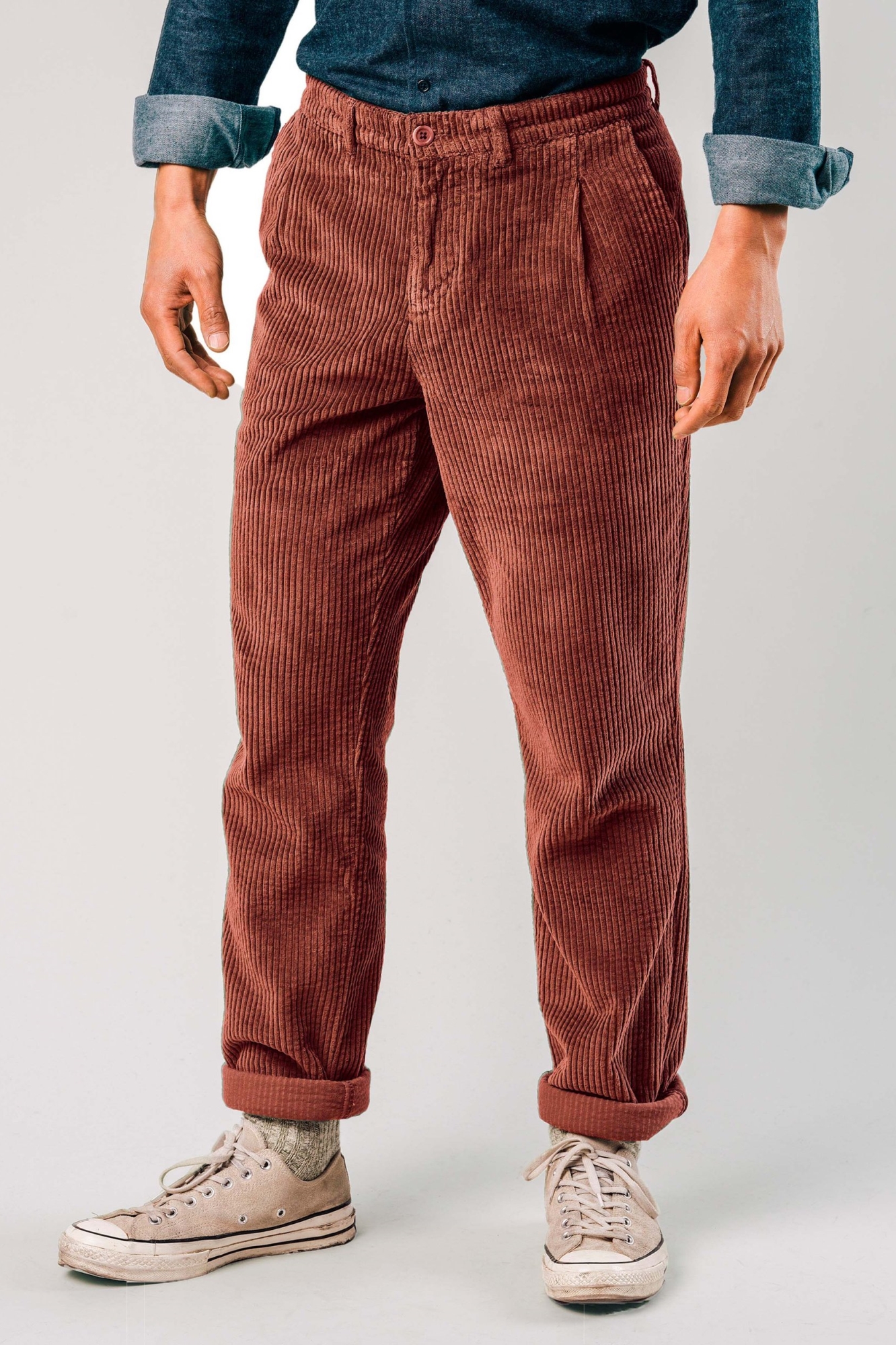 Brava Fabrics mannen vegan Corduroy Geplooide Chino Koper