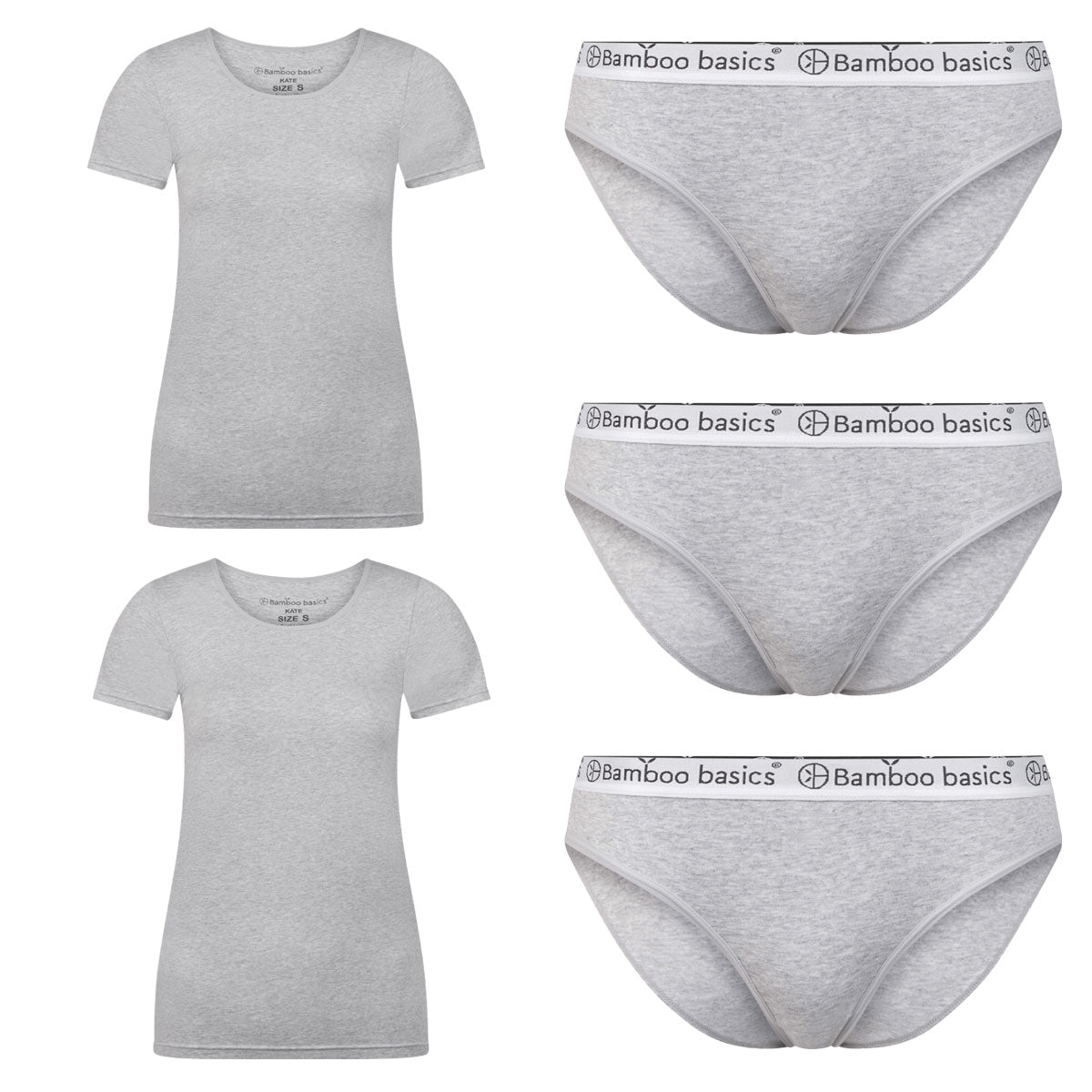 Voordeelbundel: T-shirts (2-pack) + Slips (3-pack) - Grey Melange