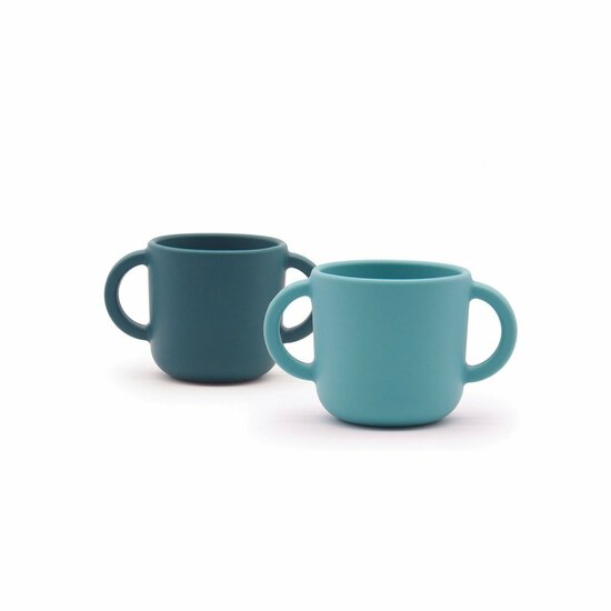 Ekobo Training Cup Set Blue Abyss/Lagoon - Siliconen bekers met 2 oren
