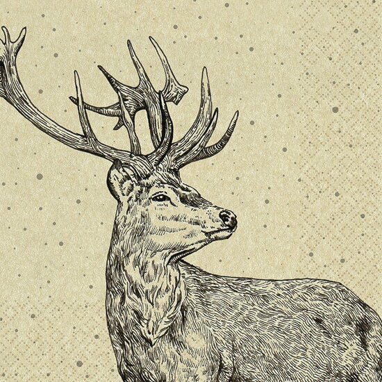 Eco servetten 33x33cm van gerecycled/ongebleekt papier - Proud Deer