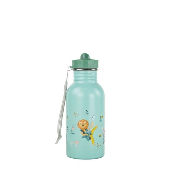 Enkelwandige RVS drinkfles 500ml met rietje - Animal Rock