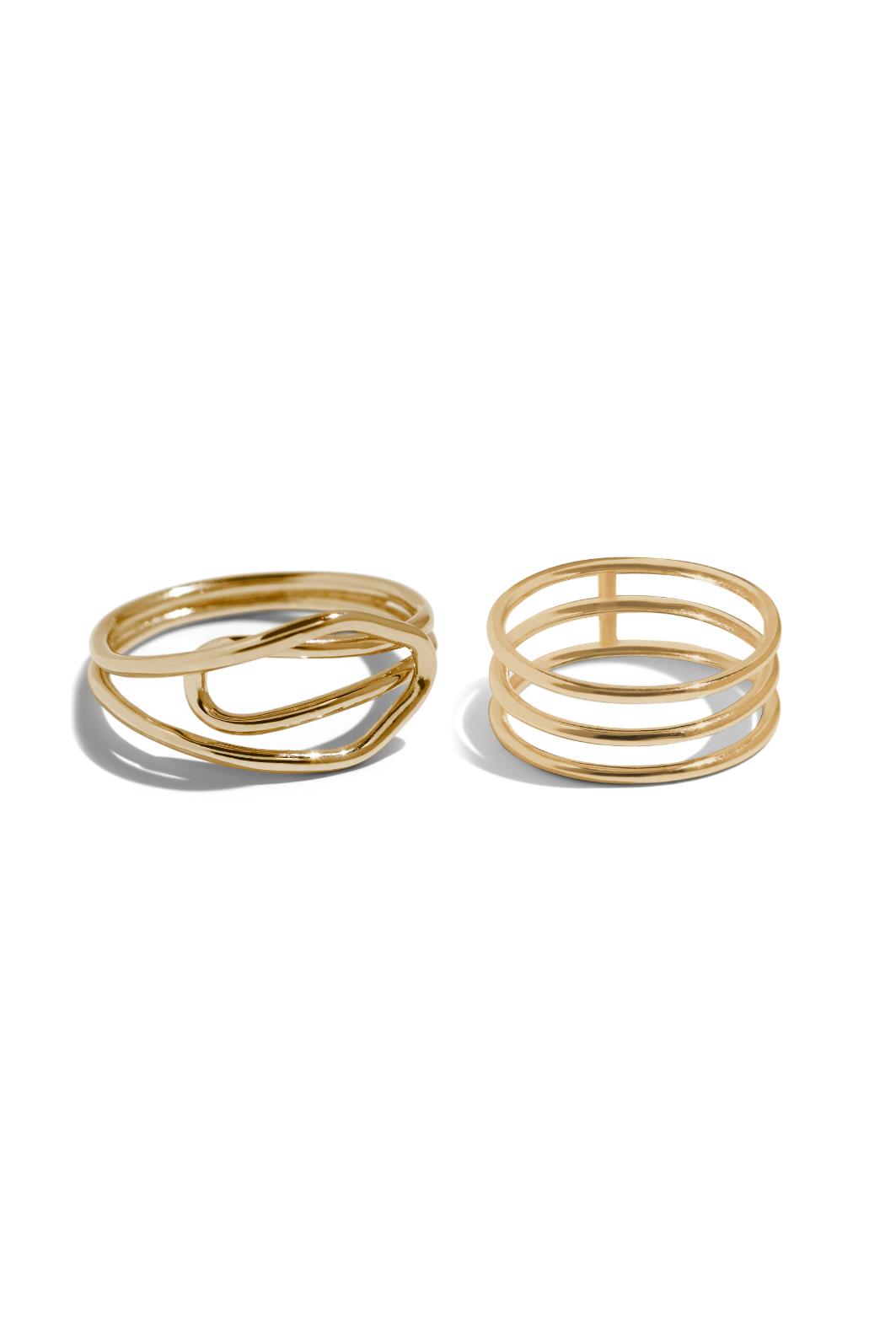 Bound Studios  Ring Set Fijne Lijnen Verguld 18k Goud