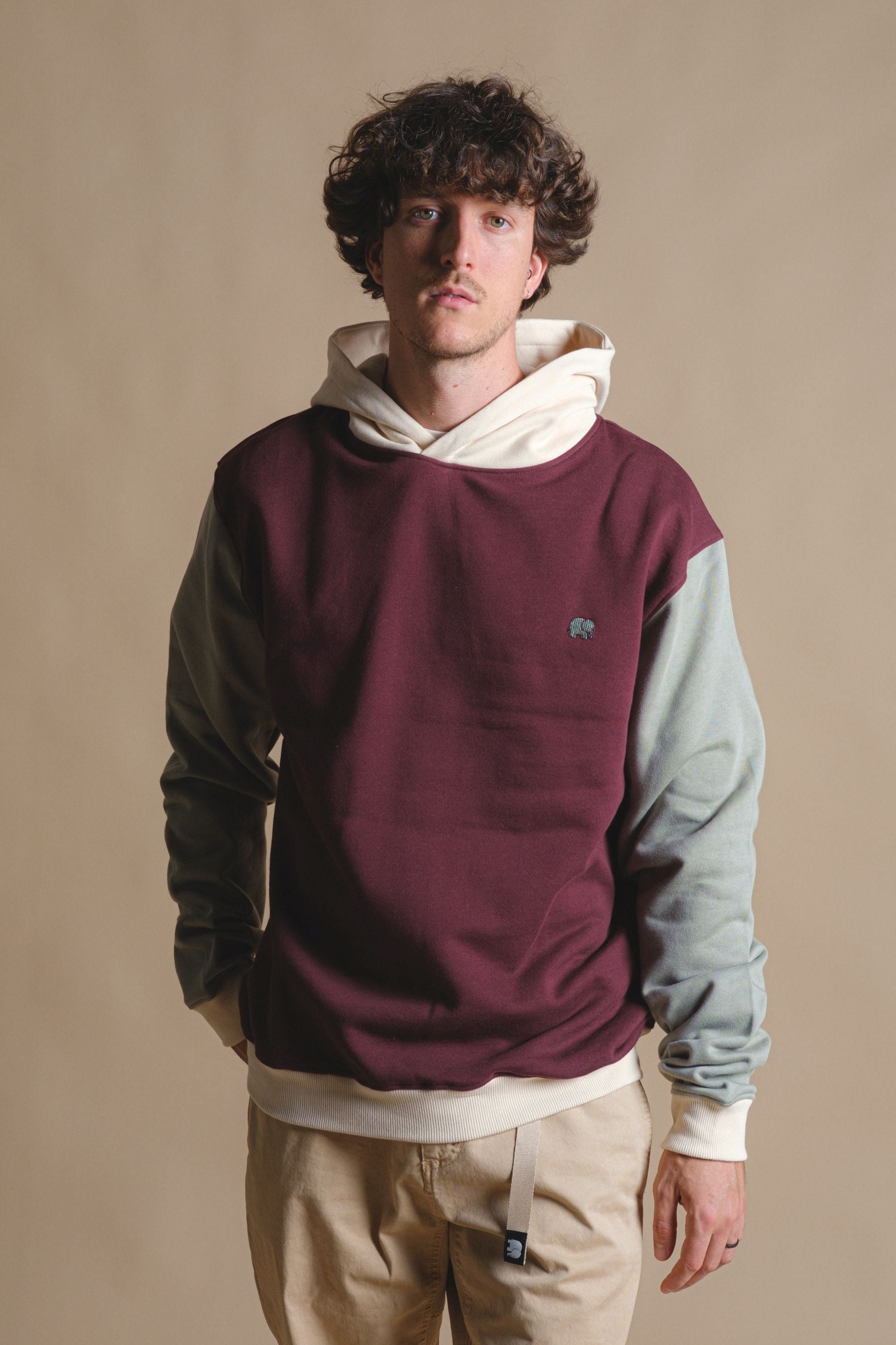 Trendsplant mannen vegan Hoodie Color Block Nightfall Ruby