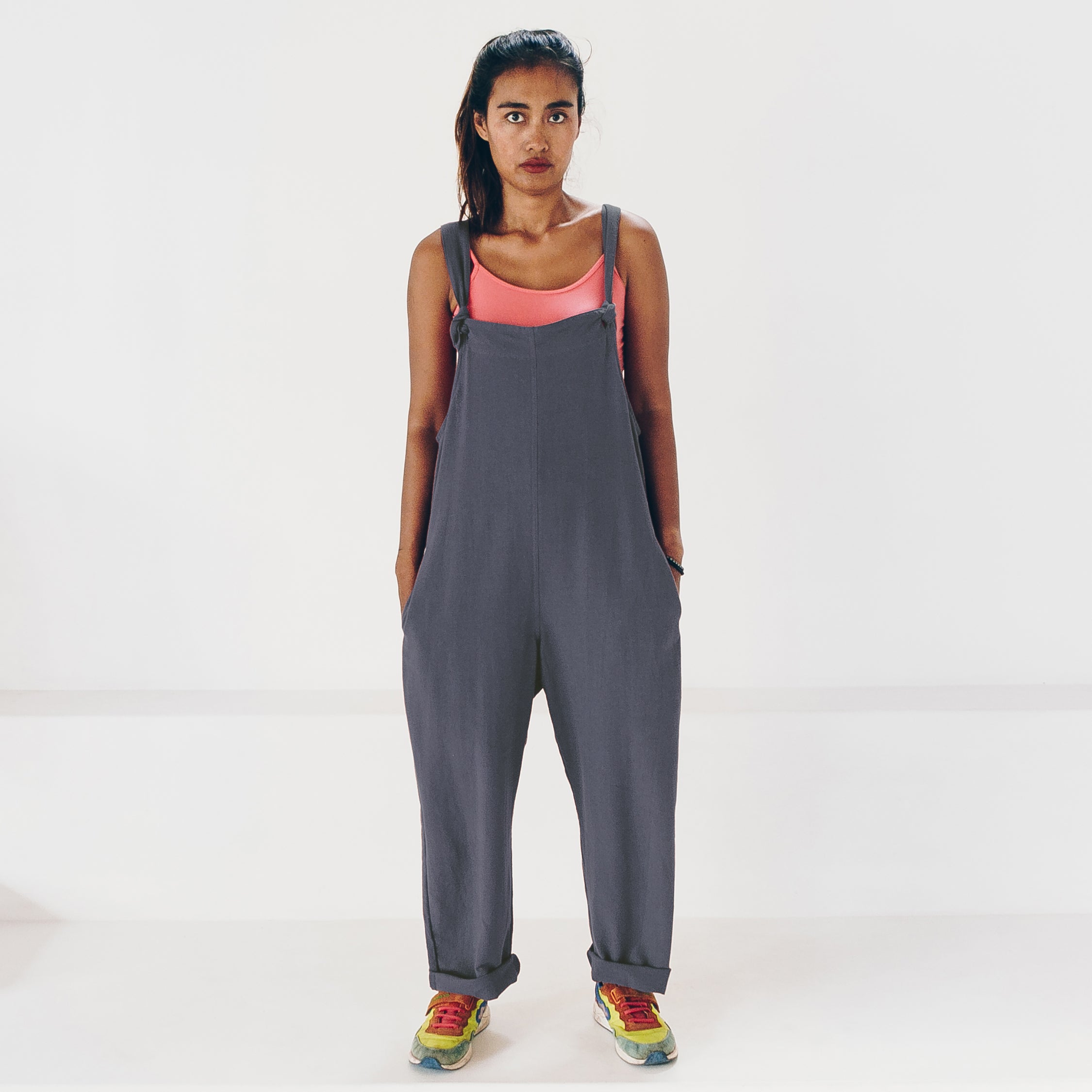 Broekpak - upcycled 100% katoen - grijs/blauw - charcoal blue