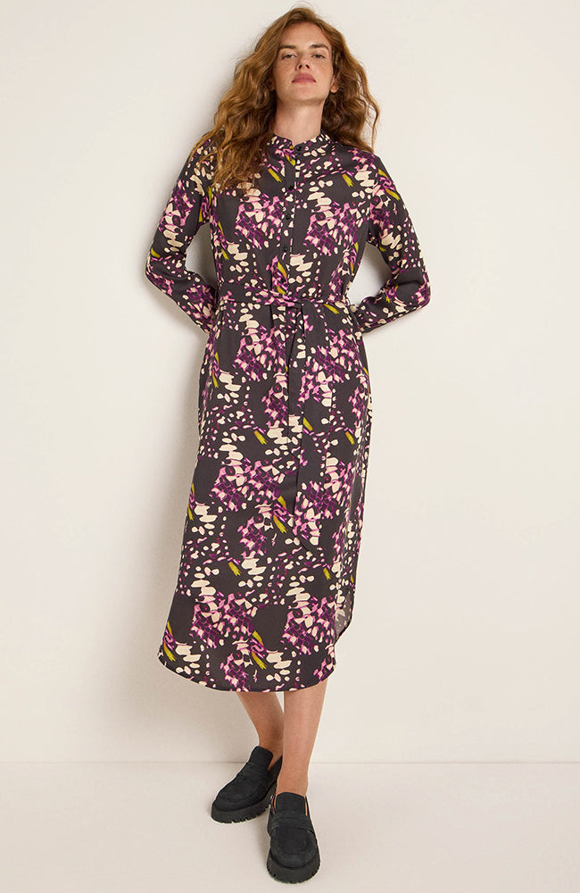 Lanius  Midi-Jurk Print Paars En Donkerbruin