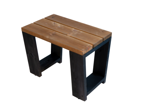 EcoFurn bankje, Jussi Bench in zwart/bruin geolied dennenhout 60cm