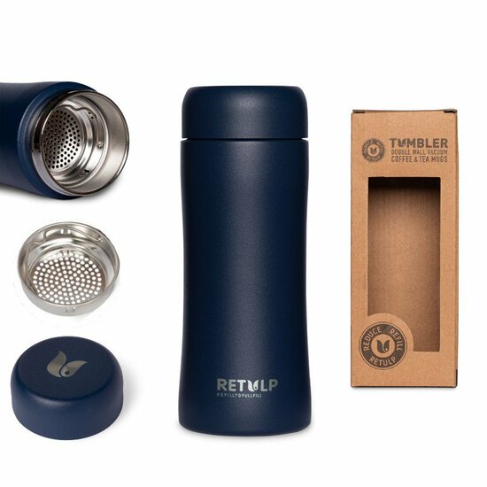 ReTulp Tumbler Deep Ocean Blue, RVS Thermosfles - drinkbeker 300ml