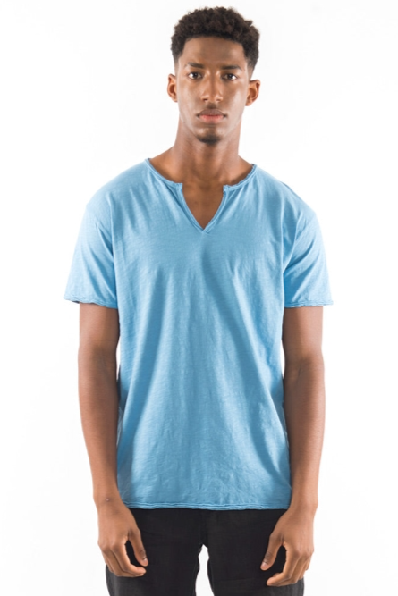RAVENS VIEW IBIZA mannen vegan T-Shirt Eros Faded Denim Blauw