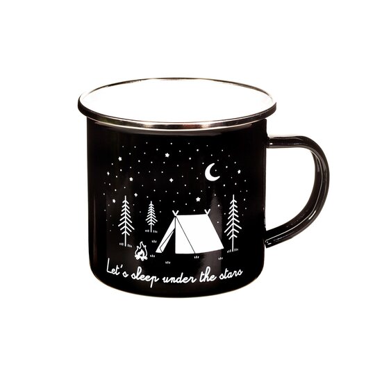 Sass & Belle geëmailleerde RVS mok zwart - Enamel Mug Under the Stars