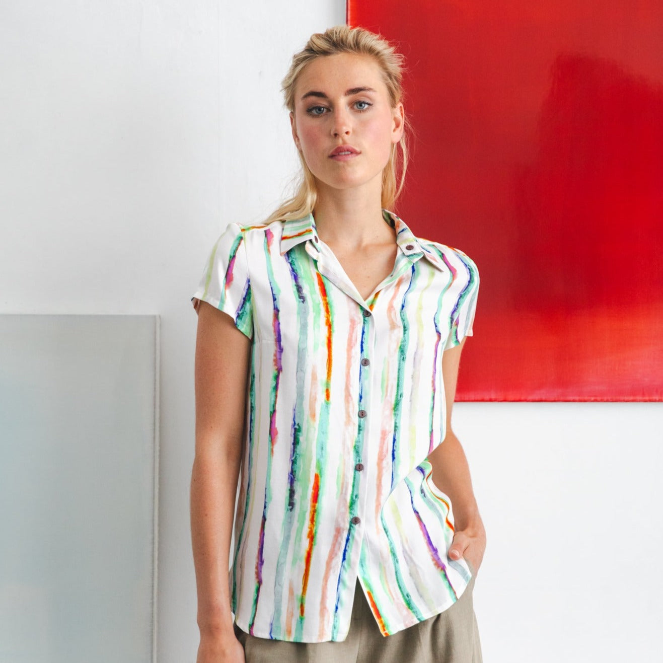 Oase blouse Paint lines - Last size: 42