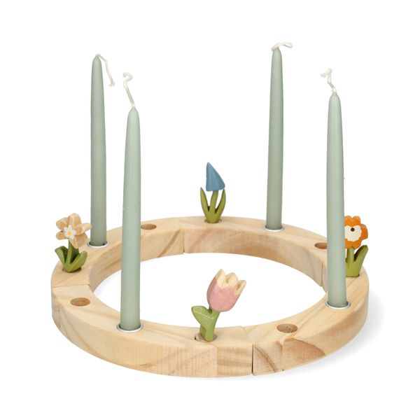 Jaarring of adventskandelaar, hout, Ø 24 cm