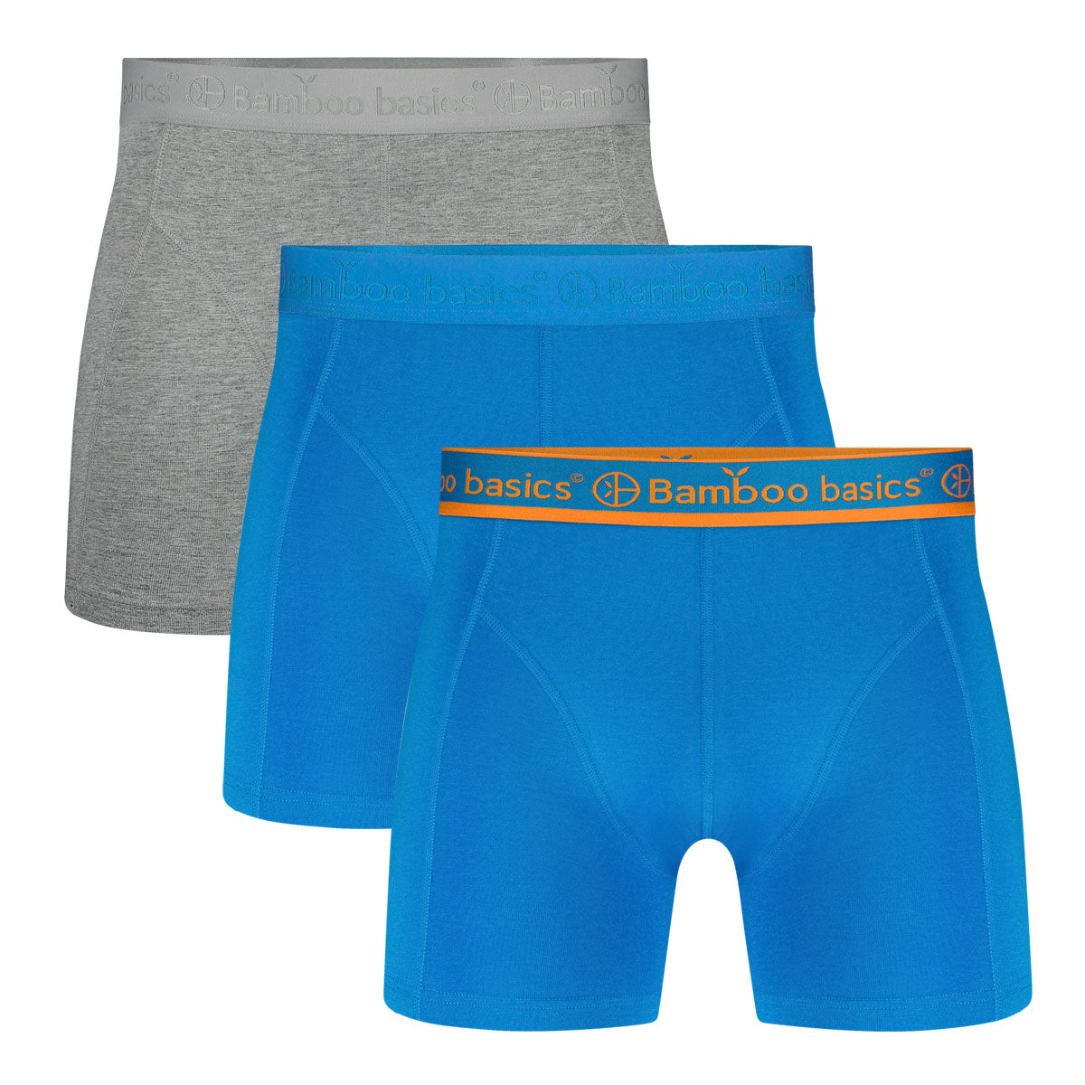 Boxershorts Rico (3-pack) - Grey Melange, Lichtblauw Ton Sur Ton & Lichtblauw met Oranje in band