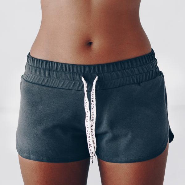 SHORT - gerecycled katoen - ANTRACIET GRIJS PIQUE