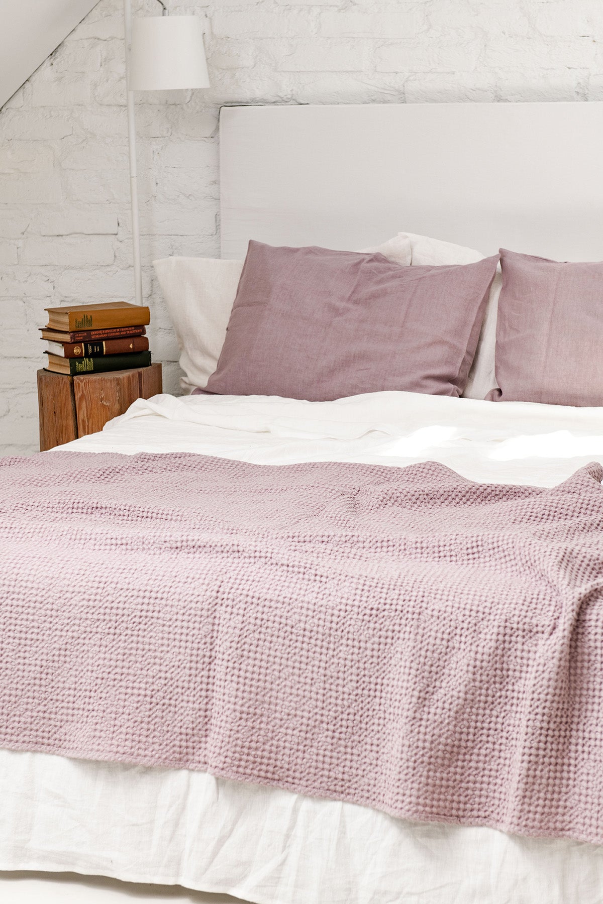 AmourLinen  Linnen Wafelbedsprei Dusty Rose