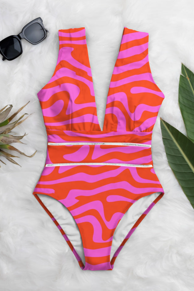 Averie  Badpak Diepe Duik Eendelig Robijn Roze Zebra