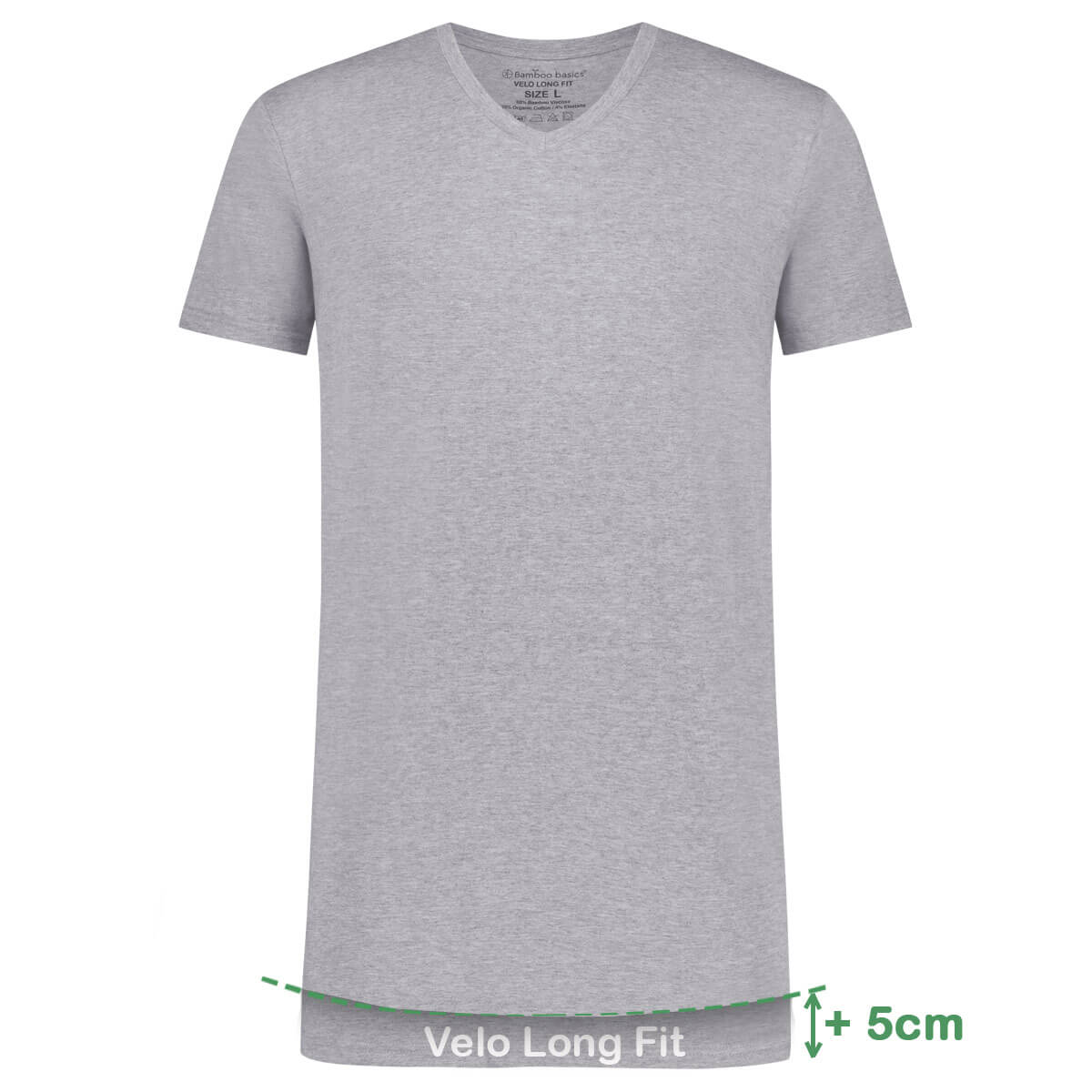 Long Fit T-Shirts Velo V-hals (2-pack) - Grey Melange