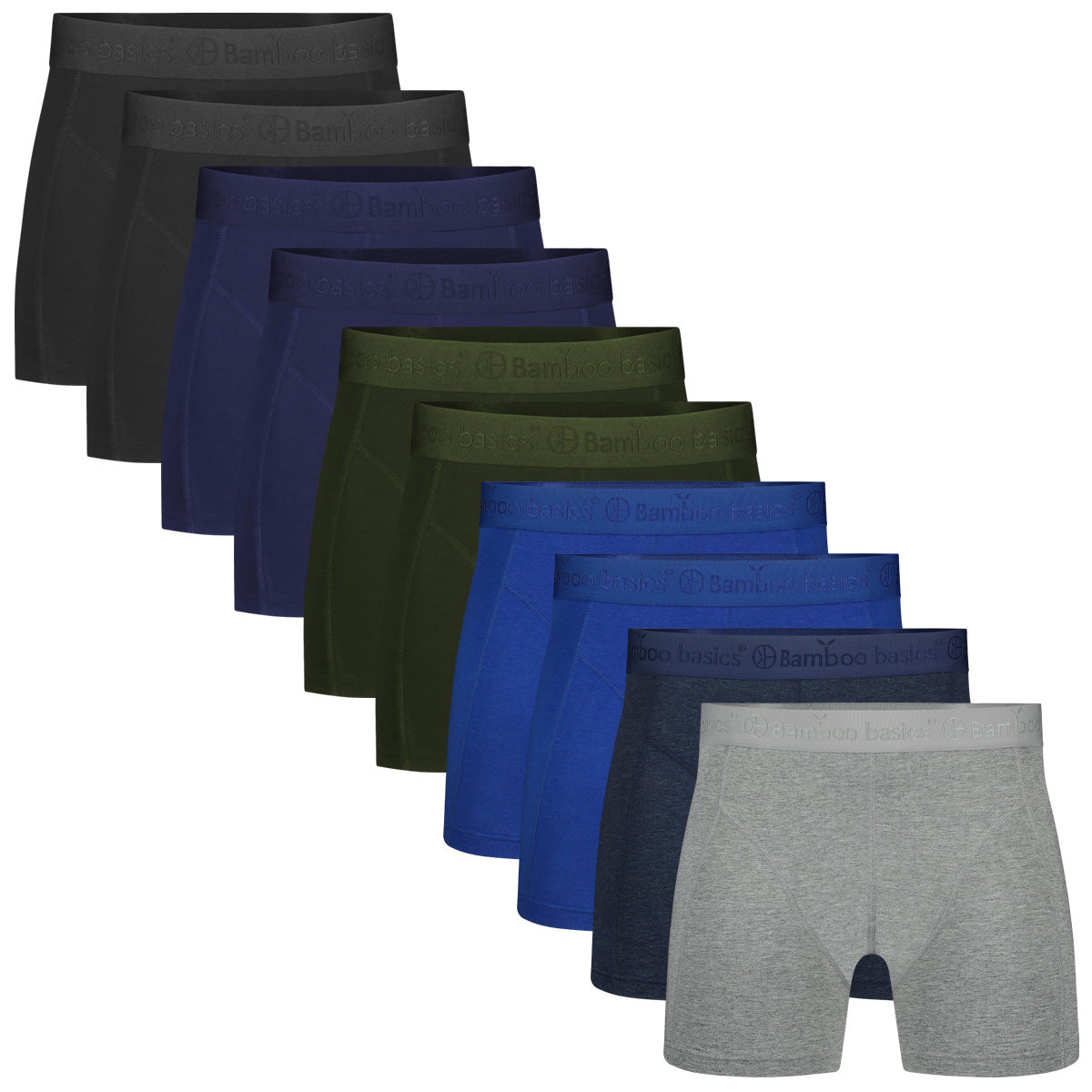 Boxershorts Rico (10-pack) - Zwart, Navy, Army, Blauw, Jeans Melange & Grey Melange
