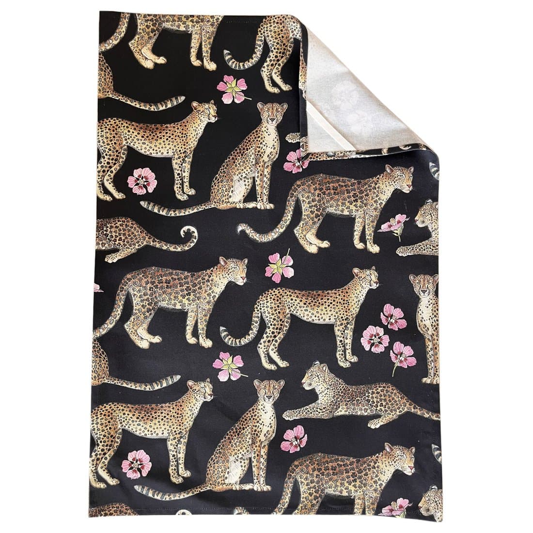 Floral Tea Towel Cotton - Leopards