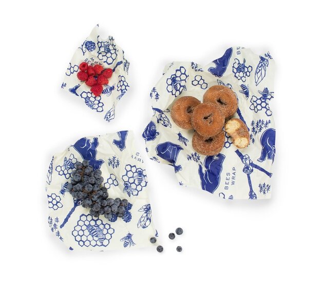 Bee's Wrap Assorted 3 Pack Bee's & Bears : 3 verschillende maten bijenwasdoeken.