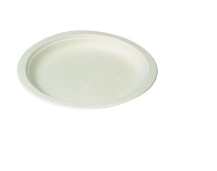 Suikerriet rond bord 15,5cm. Bio Wegwerpbordje in pak van 50 stuks.