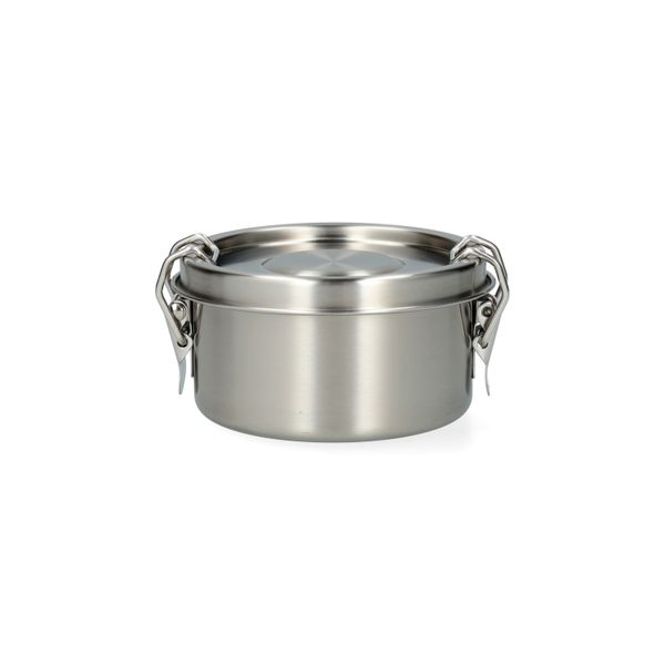 Lunchbox met siliconen ring, RVS, rond, Ø10 cm, 300 ml