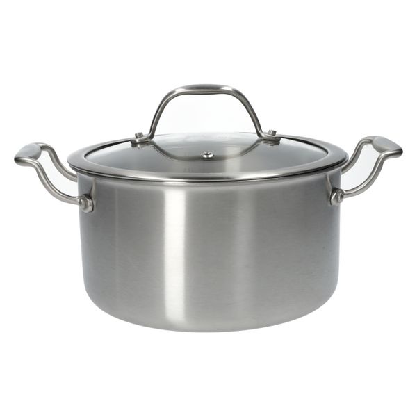 Kookpan met glazen deksel, 3-laags, rvs, PFAS-vrij, Ø20 cm