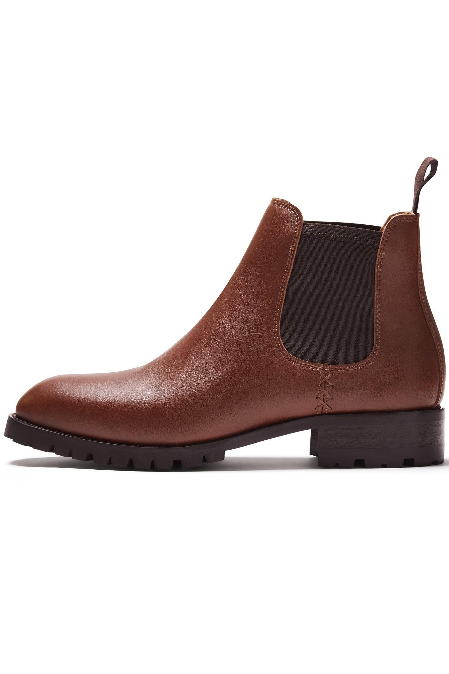 Will's Vegan Store mannen vegan Heren Chelsea Boots Gevoerd Waterdicht Kastanjebruin