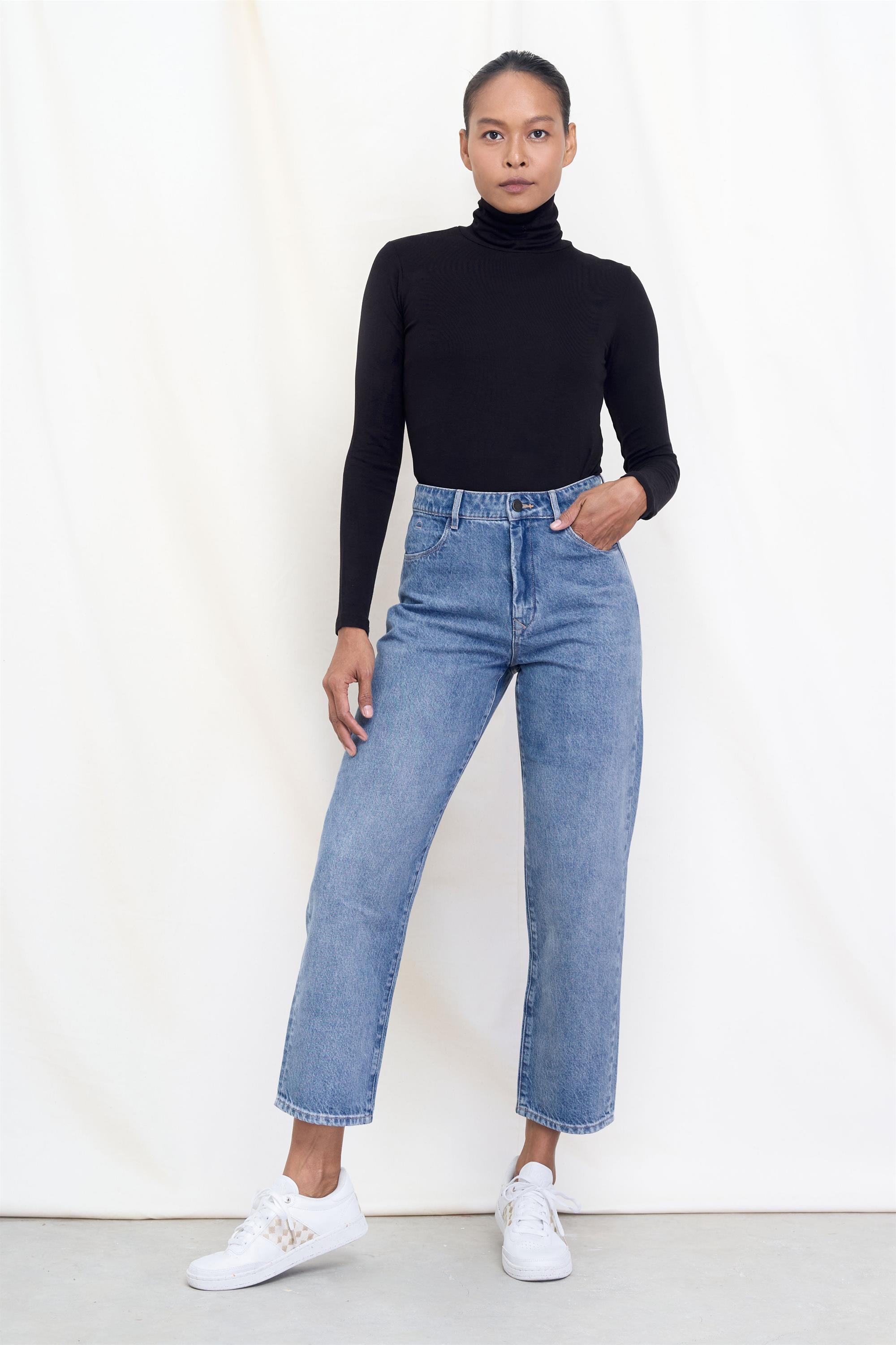 Dawn  Jeans Brede Rechte Niet-Stretch Minimaal Lichtblauw