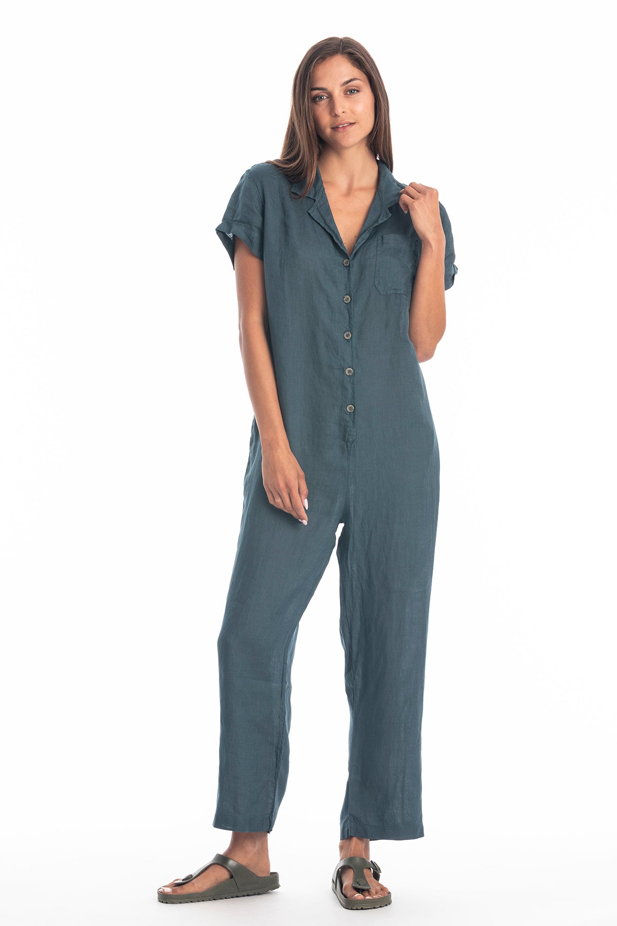 RAVENS VIEW IBIZA  Jumpsuit Portofino Linnen Oceaanblauw