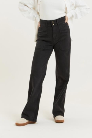 Flax and Loom  Broek Hoge Taille Dinah Zwart