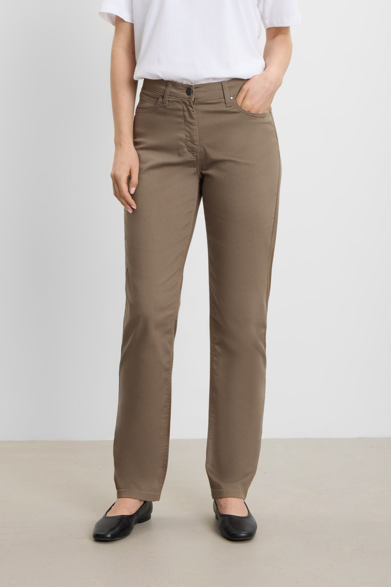 LAURIE  Broek Charlotte Regular Medium Lengte Sika Beige